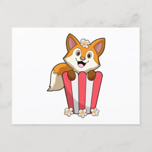 Fox at Eating with Popcorn Postcard