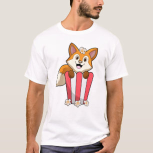 Fox at Eating with Popcorn T-Shirt