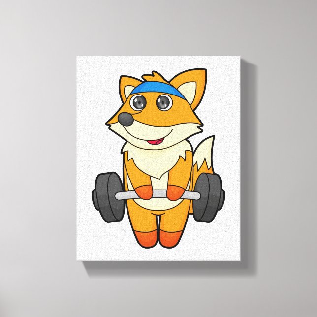 Fox at Fitness with Barbell Canvas Print (Front)