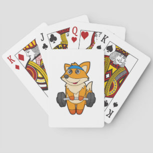 Fox at Fitness with Barbell Playing Cards