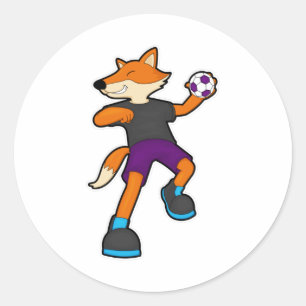 Fox at Handball player with Handball Classic Round Sticker