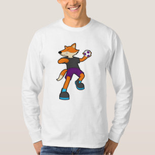 Fox at Handball player with Handball T-Shirt