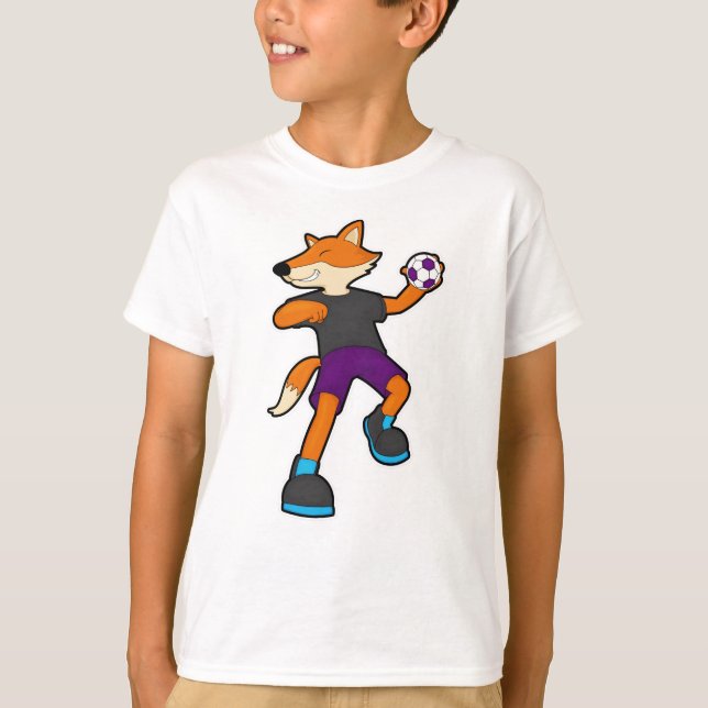 Fox at Handball player with Handball T-Shirt (Front)