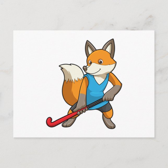 Fox at Hockey with Hockey bat Postcard (Front)