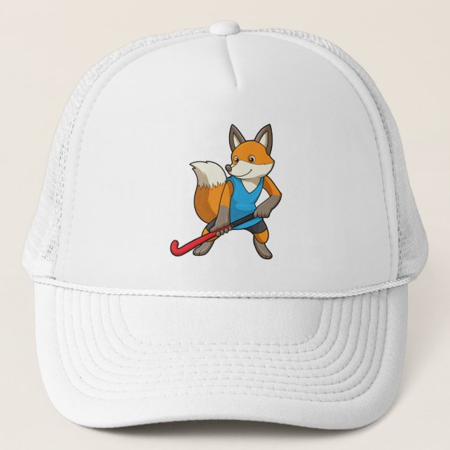 Fox at Hockey with Hockey bat Trucker Hat (Front)