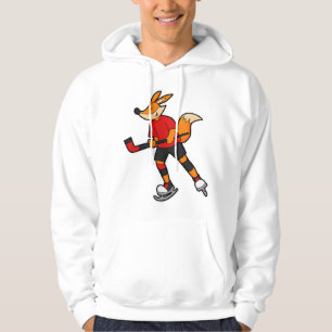 Fox at Ice hockey with Ice hockey stick Hoodie