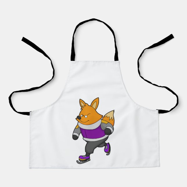 Fox at Ice skating with Ice skates & Glasses Apron (Front)