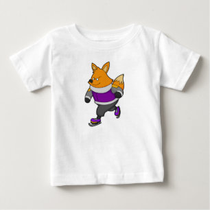 Fox at Ice skating with Ice skates & Glasses Baby T-Shirt