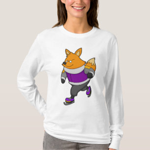 Fox at Ice skating with Ice skates & Glasses T-Shirt