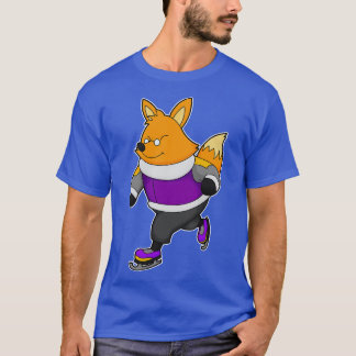 Fox at Ice skating with Ice skates Glasses T-Shirt