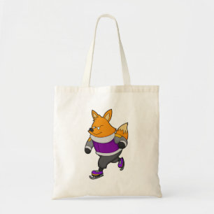 Fox at Ice skating with Ice skates & Glasses Tote Bag