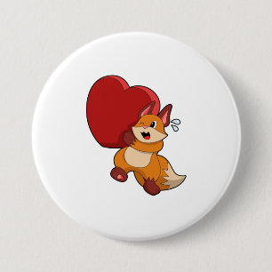 Fox at Love with Heart 7.5 Cm Round Badge