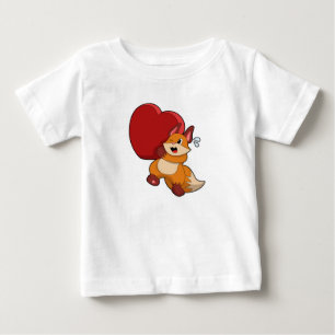 Fox at Love with Heart Baby T-Shirt