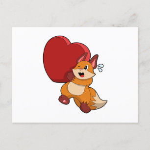 Fox at Love with Heart Postcard
