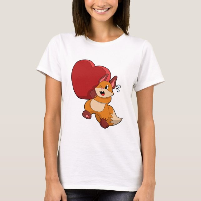 Fox at Love with Heart T-Shirt (Front)
