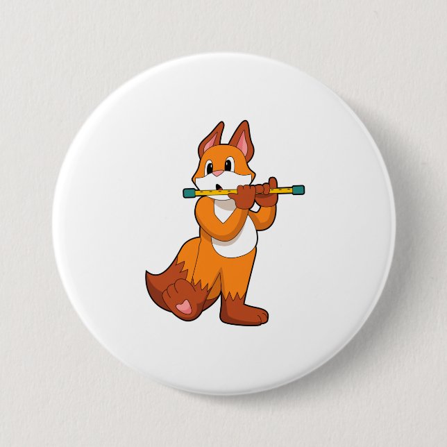 Fox at Music with Flute.PNG 7.5 Cm Round Badge (Front)