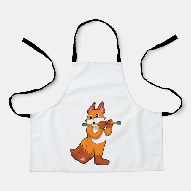 Fox at Music with Flute.PNG Apron (Front)