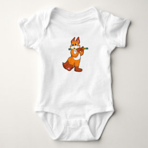 Fox at Music with Flute.PNG Baby Bodysuit
