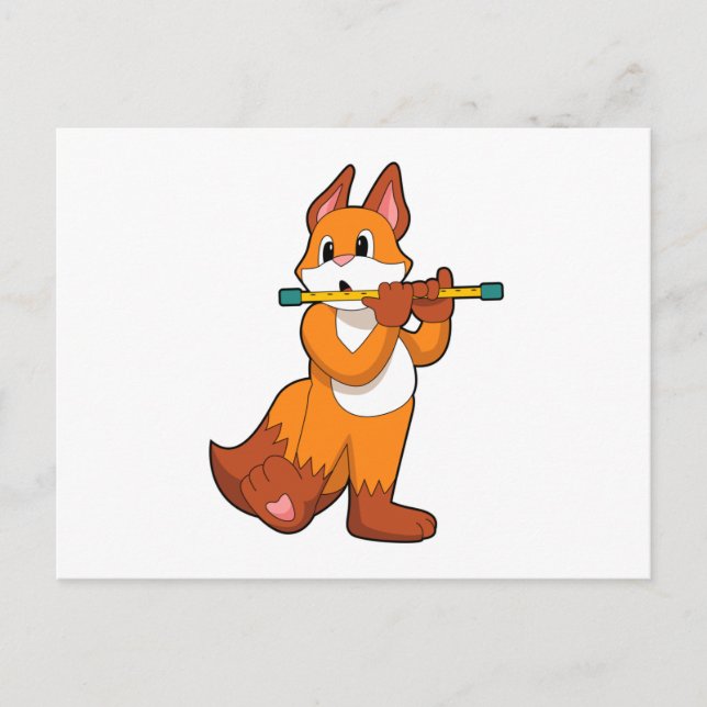 Fox at Music with Flute.PNG Postcard (Front)