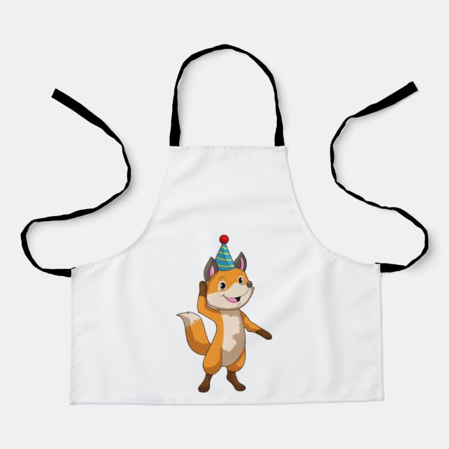 Fox at Party with Party hat Apron (Front)