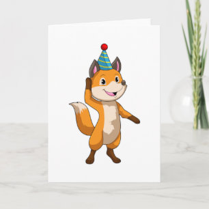 Fox at Party with Party hat Card