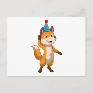 Fox at Party with Party hat Postcard