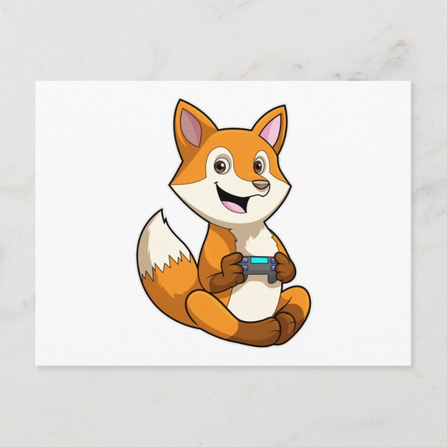 Fox at Playing with Controller Postcard (Front)