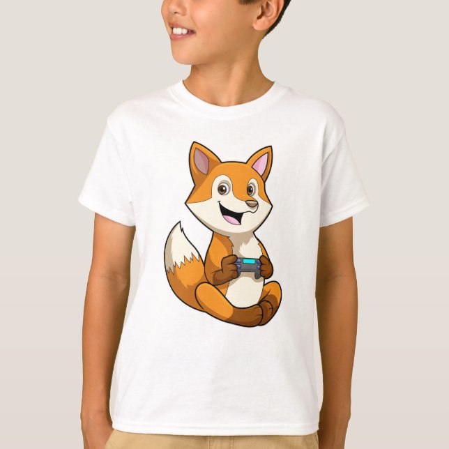 Fox at Playing with Controller T-Shirt (Front)