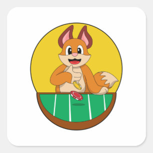 Fox at Poker with Poker chips Square Sticker