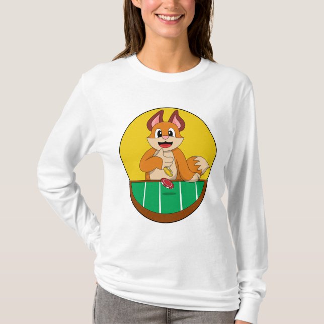 Fox at Poker with Poker chips T-Shirt (Front)