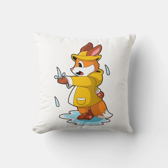Fox at Rain with Rain drops Cushion (Front)