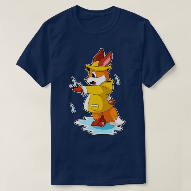 Fox at Rain with Rain drops T-Shirt (Design Front)