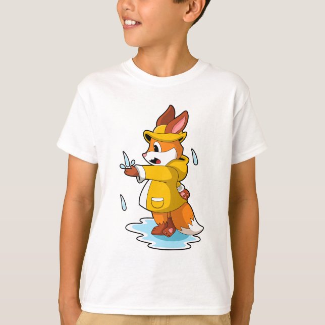 Fox at Rain with Rain drops T-Shirt (Front)