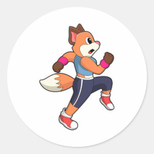 Fox at Running Classic Round Sticker
