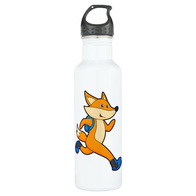 Fox at Running with Backpack 710 Ml Water Bottle (Front)