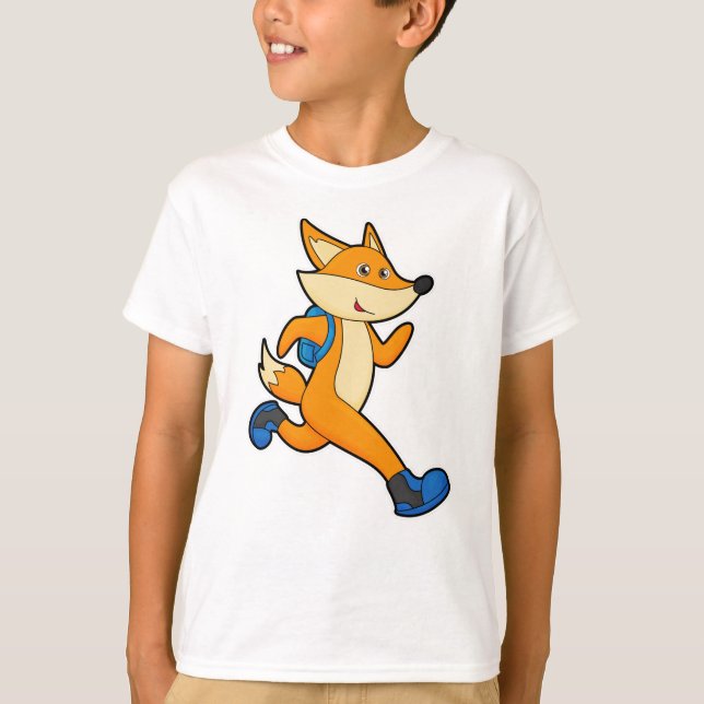 Fox at Running with Backpack T-Shirt (Front)