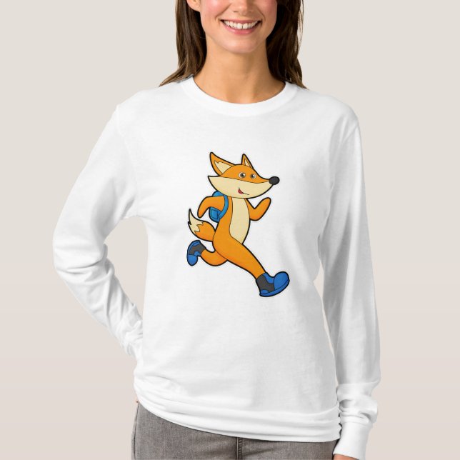 Fox at Running with Backpack T-Shirt (Front)
