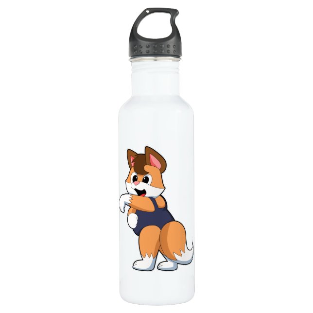 Fox at Swimming with Swimsuit 710 Ml Water Bottle (Front)