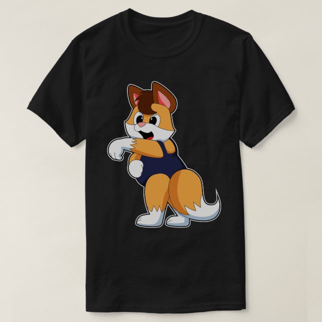 Fox at Swimming with Swimsuit T-Shirt (Design Front)