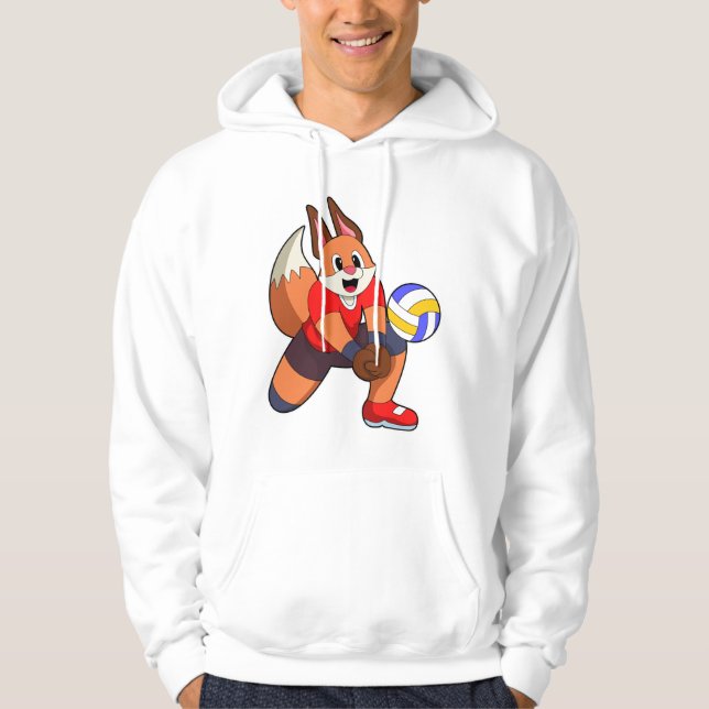 Fox at Volleyball Sports Hoodie (Front)