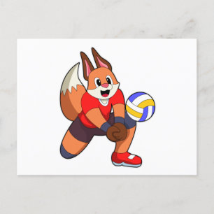 Fox at Volleyball Sports Postcard