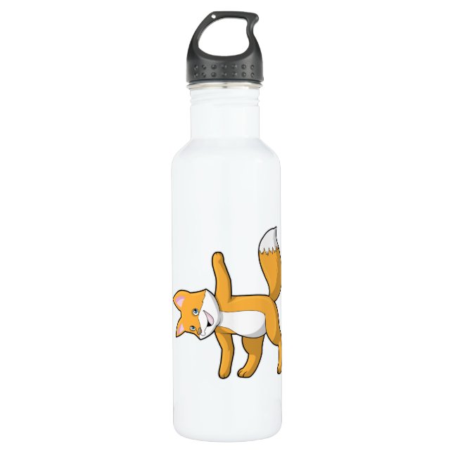Fox at Yoga Stretching 710 Ml Water Bottle (Front)