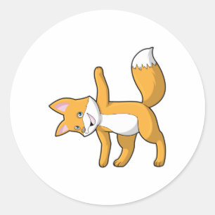 Fox at Yoga Stretching Classic Round Sticker