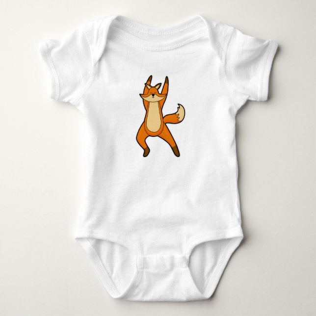 Fox at Yoga Stretching exercise Baby Bodysuit (Front)