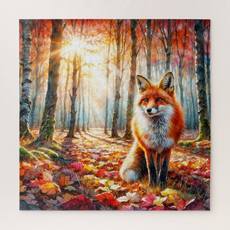 Fox Autumn Forest Watercolor Jigsaw Puzzle