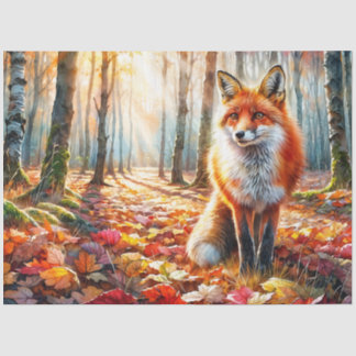 Fox Autumn Forest Watercolor Tissue Paper