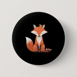 Fox Autumn Leaves Cute Animal Woodland Fall Nature 6 Cm Round Badge