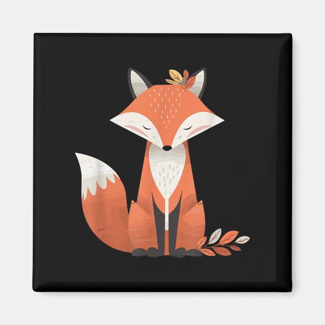Fox Autumn Leaves Cute Animal Woodland Fall Nature Magnet (Front)
