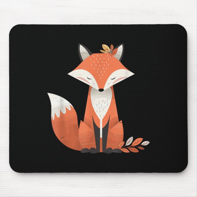 Fox Autumn Leaves Cute Animal Woodland Fall Nature Mouse Mat (Front)