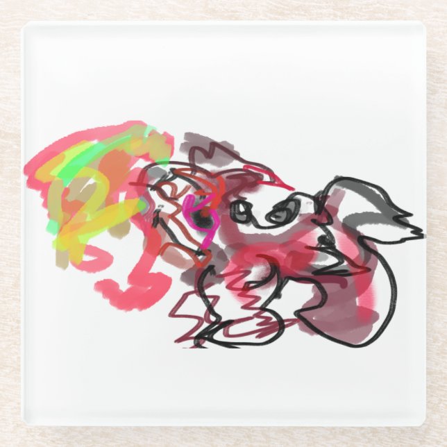 Fox autumn  love glass coaster (Front)